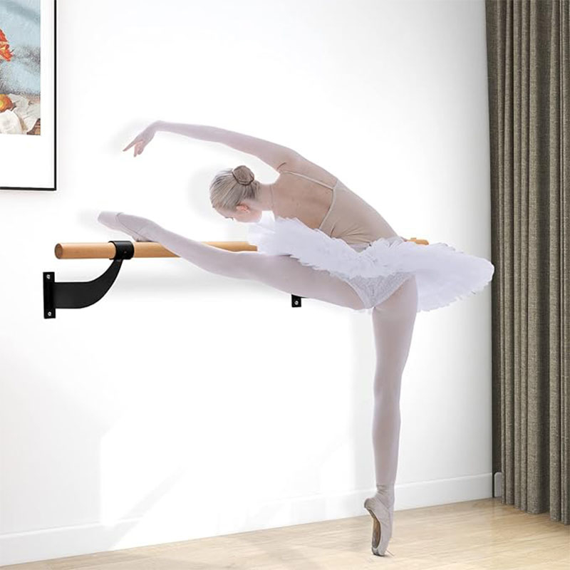Wall Mounted Ballet Barre System, Solid Wood Dance Bar With Fixed Height And Mounting Hardware, Traditional Single Dance Bar