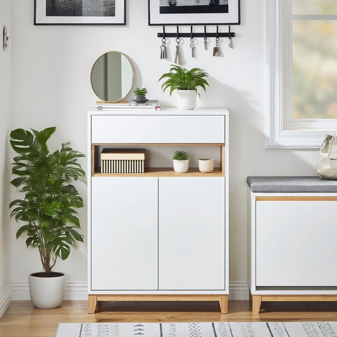 TEMU 1pc Mobile da Posizione d' Mobile Cucina �� Buffet Salone con , Ripiani Regolabili e Porta �� per , Salone o Cucina �� Stile Moderno, Carico 80kg