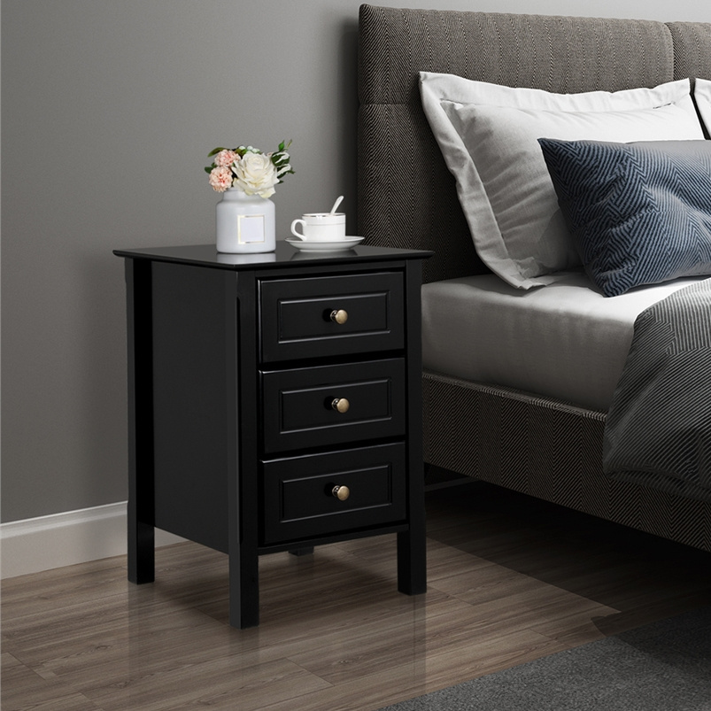 TEMU Costoffs Side Table, 60 Cm Wooden Side Table, 3-drawer End Table, Elegant Side Table, Modern Elegant Side Table In A Of Wooden-look Boards And