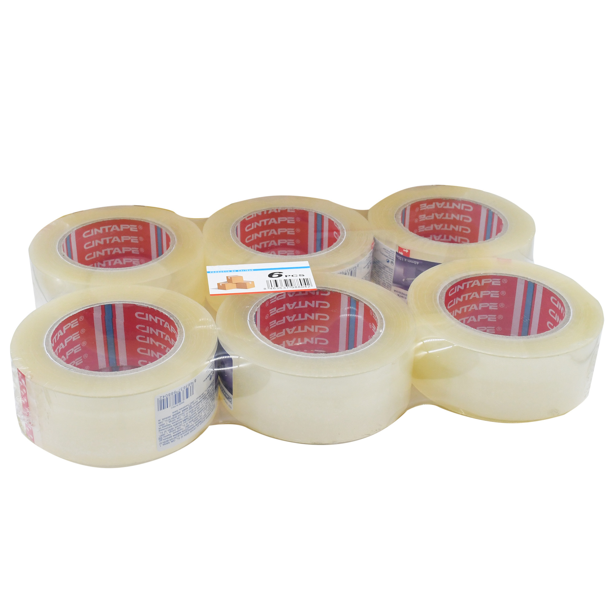 TEMU Cinta Embalaje Cinta Adhesiva (48mm 100yd) para Paquetes y Cajas de Envíos y Mudanzas Color Precinto Tranparente 6 Rollo