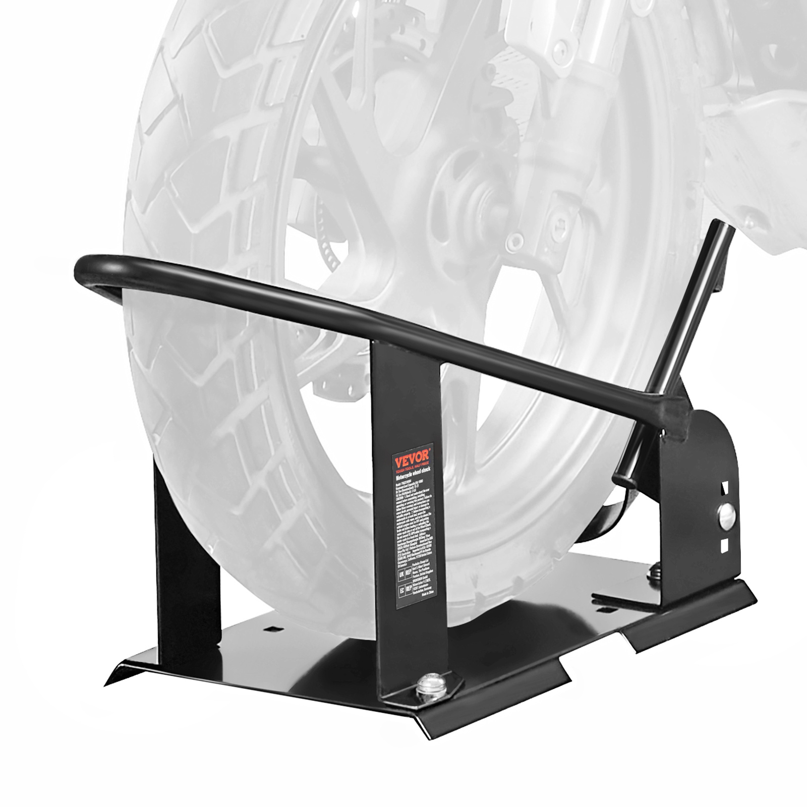 Vevor Motorcycle Wheel Chock, 816.5 Kg Capacity Wheel Cradle Holder, Heavy-duty Steel Motorcycle Front Wheel Stand With 3 Adjustable Holes, For 381-533.4 Mm Off-road Motorcycles, Standard Motorcycles