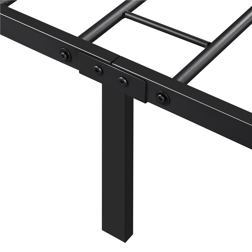 Costoffs Bed Frame, Simple Metal Bed Frame, Metal-Framed Bed Base with Storage, Bed Foundation for Small Space, Easy Assembly Bed Foundation with Cross-design Headboard and Footboard for Bedrooms, Single/Double/king, Black/White/Pink