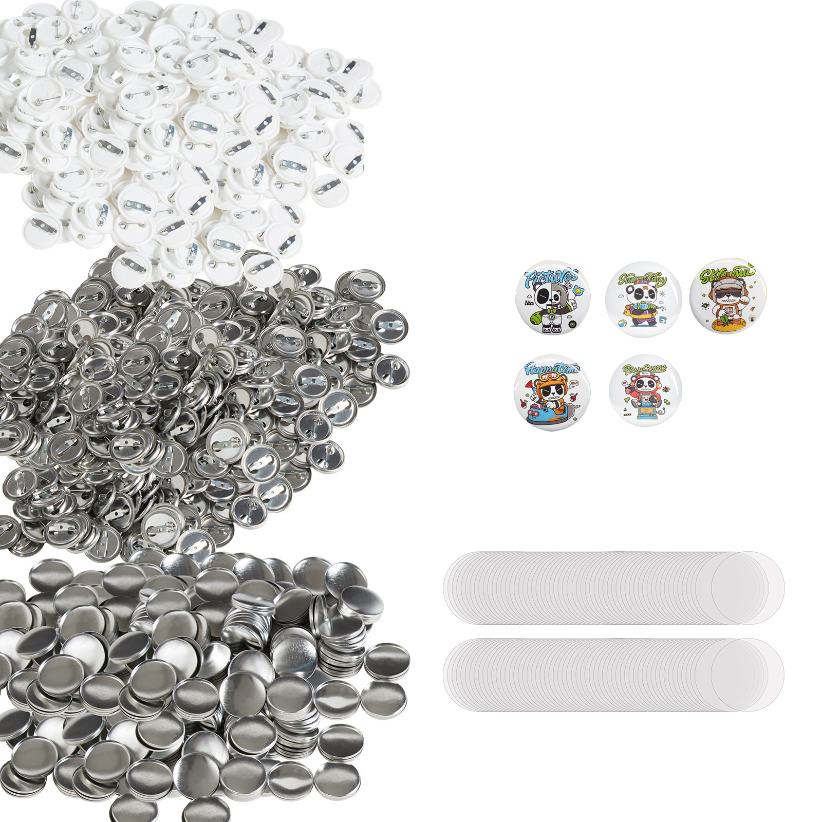 Image of Vevor 1" 25mm Button Badge Parts Supplies For Button Maker Machine 500 Sets (machine Not Included)