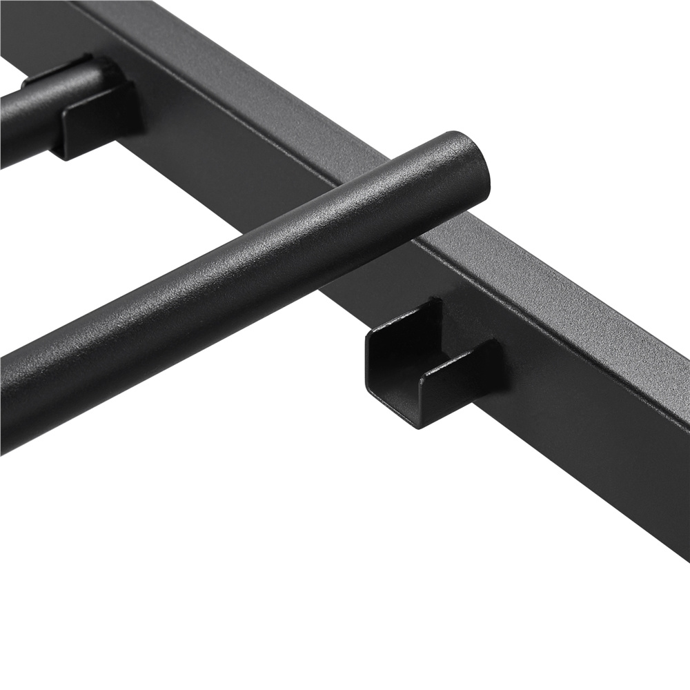 Costoffs Bed Frame, Simple Metal Bed Frame, Metal-Framed Bed Base with Storage, Bed Foundation for Small Space, Easy Assembly Bed Foundation with Cross-design Headboard and Footboard for Bedrooms, Single/Double/king, Black/White/Pink