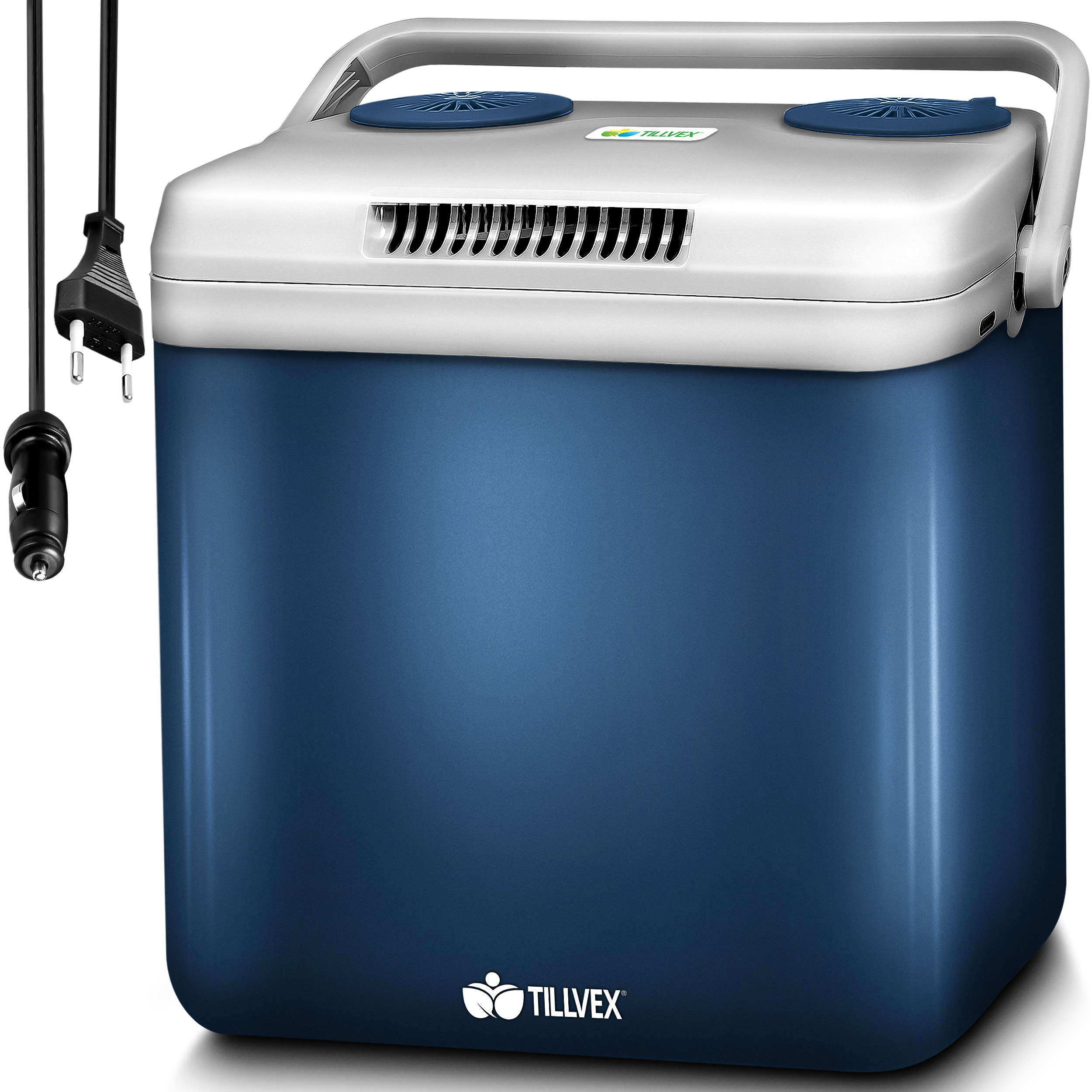 Image of Tillvex® Electric Cooler Box 32l | Mini Fridge 230v & 12v For Car, Auto, Camping | Thermal Insulated Cooler & Warmer | With Carry Handle & Tvkb32-01