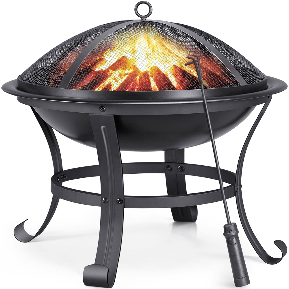 TEMU Costoffs Fire Pit, Outdoor Fire Pit Round Steel Fire Bowl For Camping, Hiking And Beach Parties, Patio Fire Pit With Mesh Screen Log Grate For
