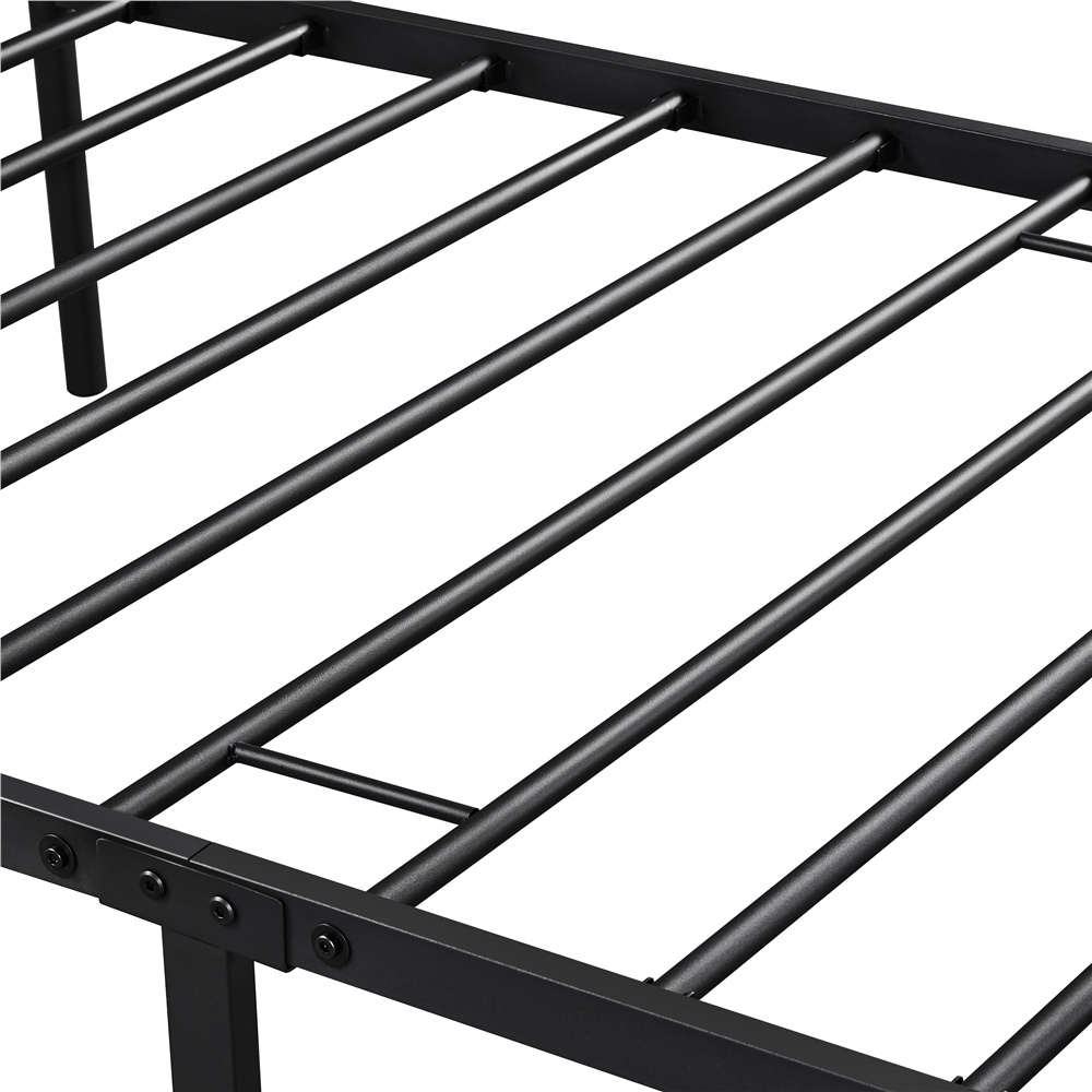 Costoffs Bed Frame, Simple Metal Bed Frame, Metal-Framed Bed Base with Storage, Bed Foundation for Small Space, Easy Assembly Bed Foundation with Cross-design Headboard and Footboard for Bedrooms, Single/Double/king, Black/White/Pink