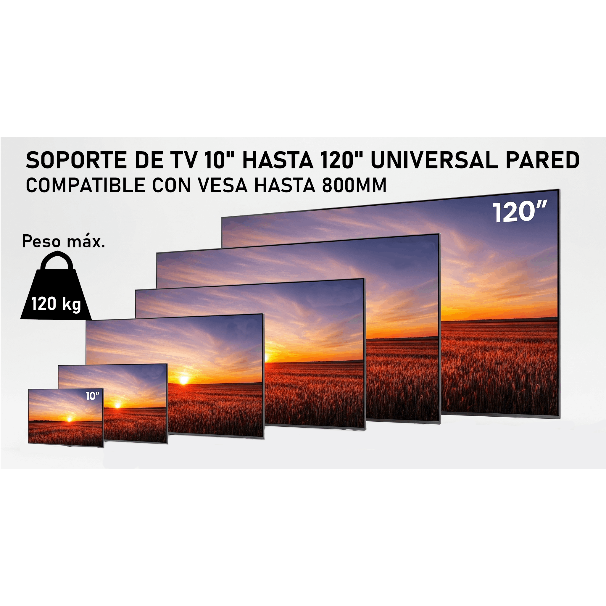 TEMU Soporte de TV universal fijo de 10" a 120"