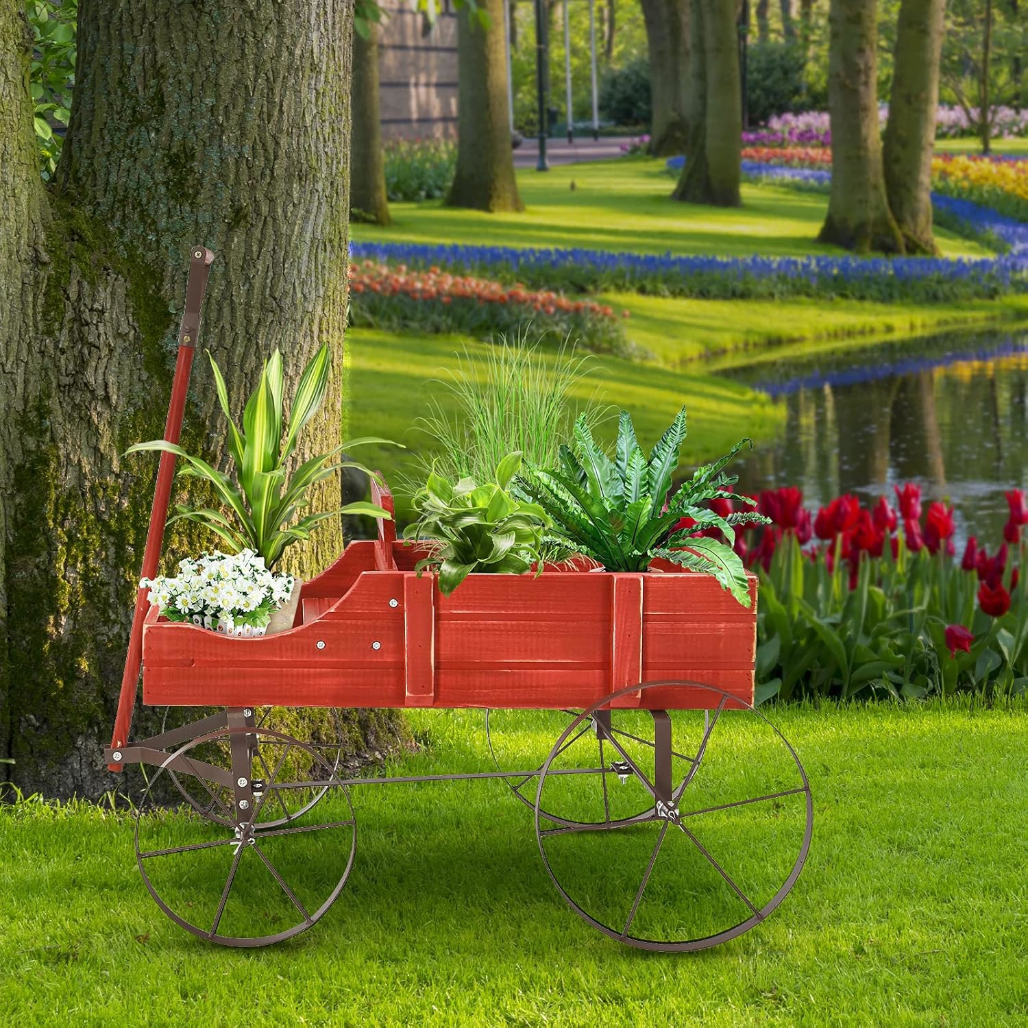 Flower Planter, Outdoor Barrel Planter For Backyard, Garden, Patio