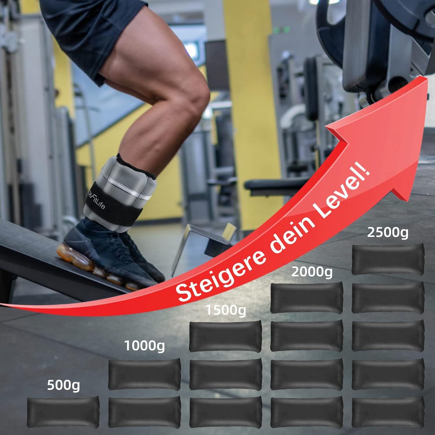 TEMU Dh Fitlife 2pcs Set Ankle Weights With Adjustable Weights For Legs And | 2 2 * 2.5kg And 2 * 4.5kg | Ankle Weights | Wrist Weights For Strength