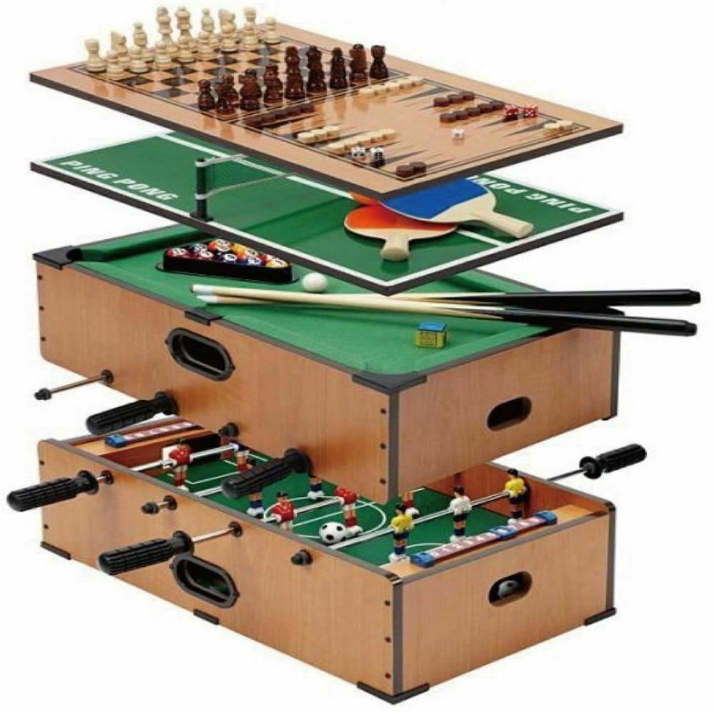 TEMU Deluxe Table Game Set 5 In 1 Football Tennis Backgammon Chess Pool Snooker Toy