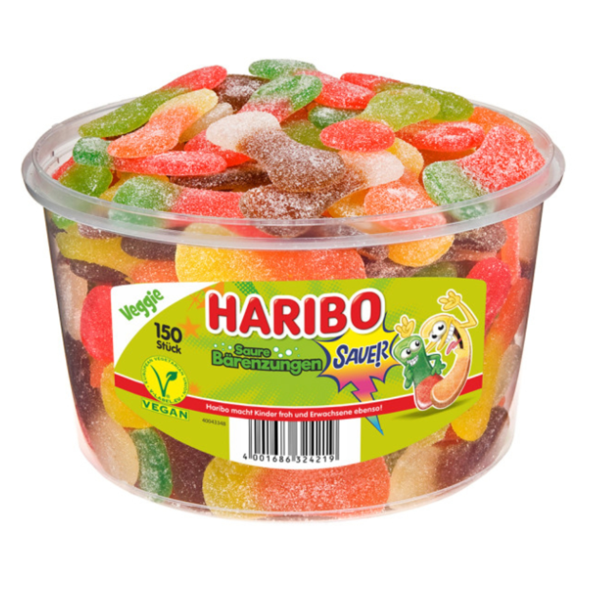 E-shop Haribo Saure Bärenzungen 1350 g Dose Süßigkeiten Fruchtgummi