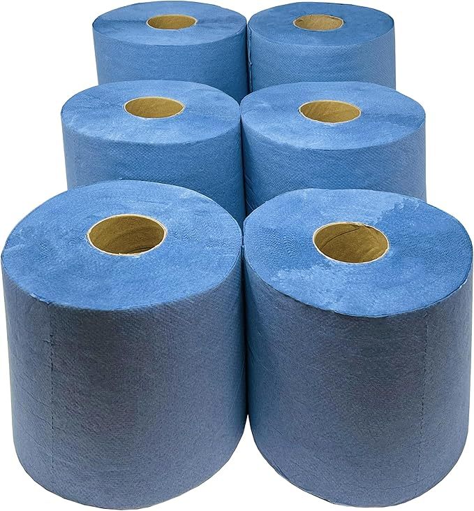 6 x Centrefeed Blue Rolls | 2 Ply Embossed Paper Towels | 110m | Strong & Absorbent | UK Supplier | Perfect for Commercial & Kitchen Use Cleaning