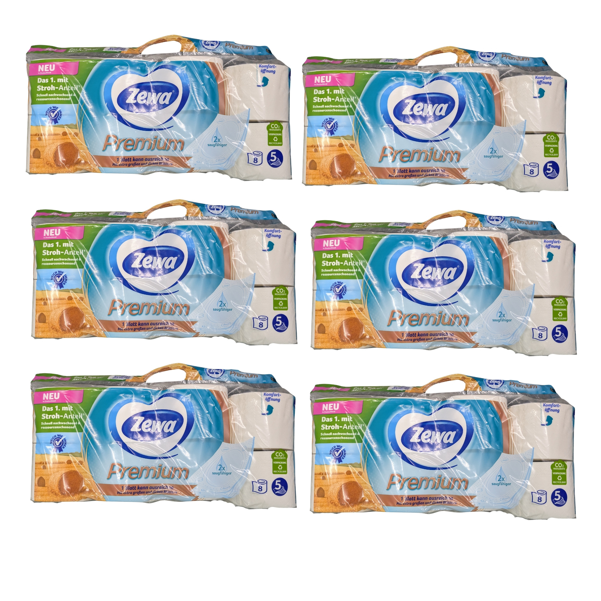 E-shop Zewa Premium Toilettenpapier 5 lagig mit Stroh Großpackung Büro Firma Varratspackung 48 Rollen