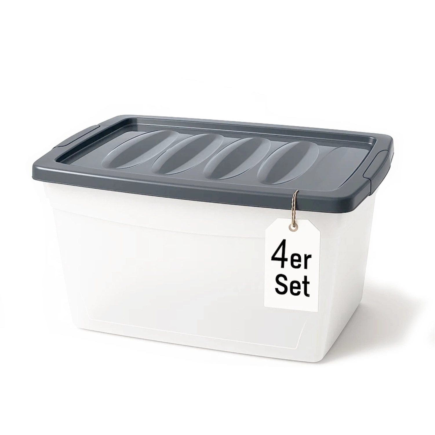 Bigdean 4x 60l Storage Box With Lid, Large Plastic Container With Lid