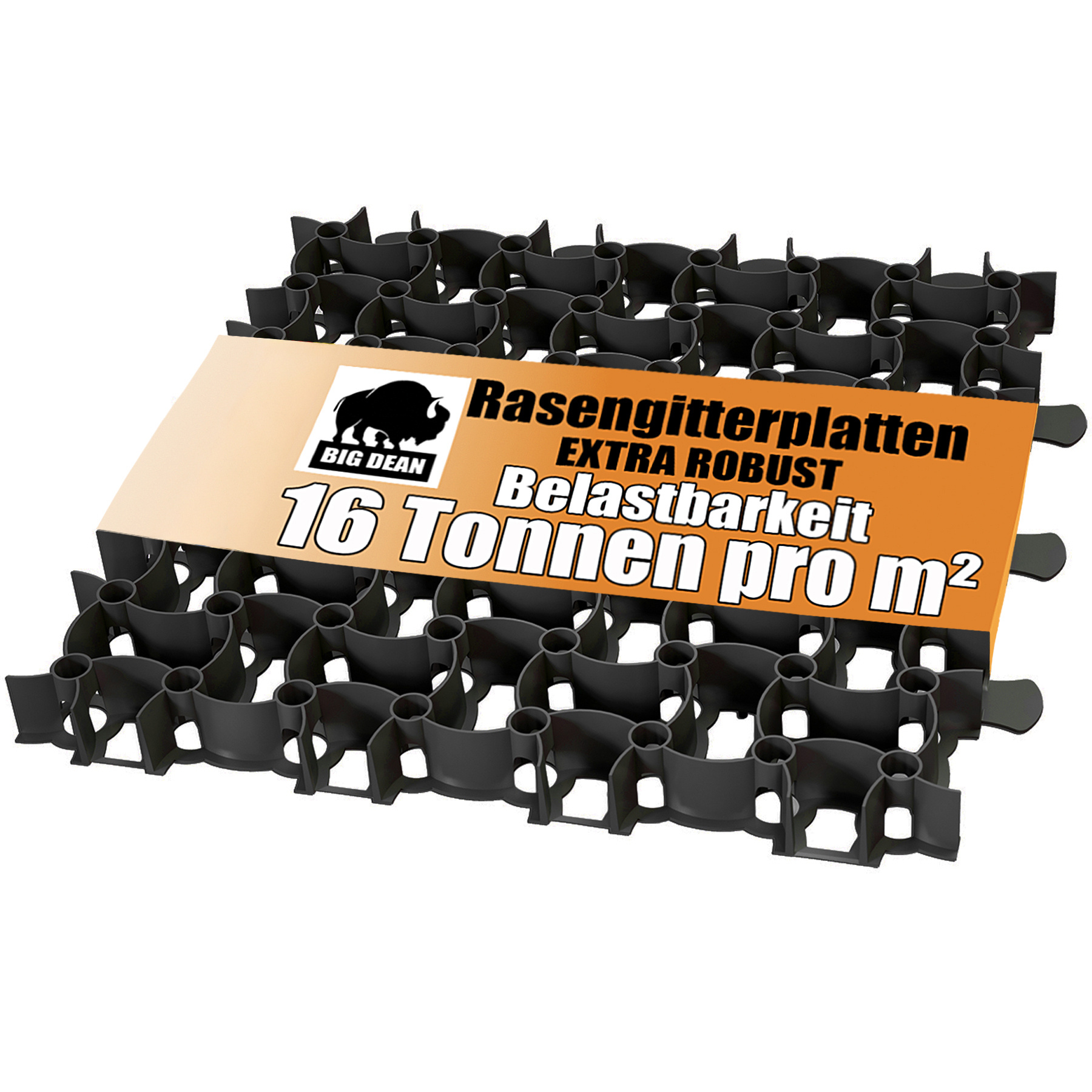 TEMU BigDean Rasengitter Kunststoff 50 Stück x 50 x 4 cm - 16 t/m² belastbar & befahrbar Paddockplatten in schwarz (12,5 m²)