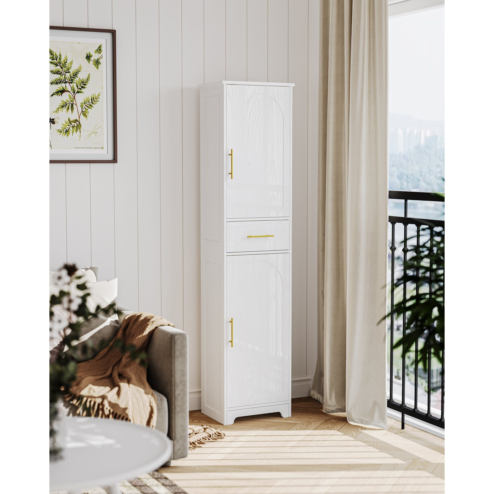 TEMU Mobile da Bagno, Mobile Portaoggetti con , Ripiani Regolabili, 30 x 40 x 170 cm, Armadio Alto e Stretto, per Soggiorno, Camera da letto, Cucina,