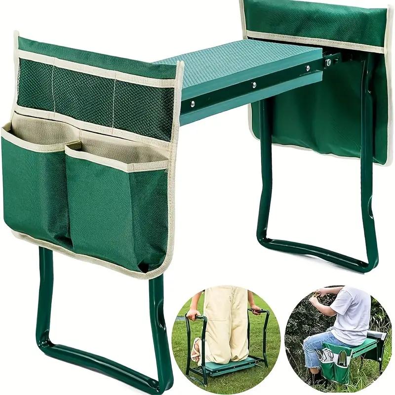 TEMU Foldable Garden Kneeling Stool With Tool Kit, Lightweight Foldable Garden Chair, Garden Bench, Garden Supplies, Non-slip Design For Kneeling &