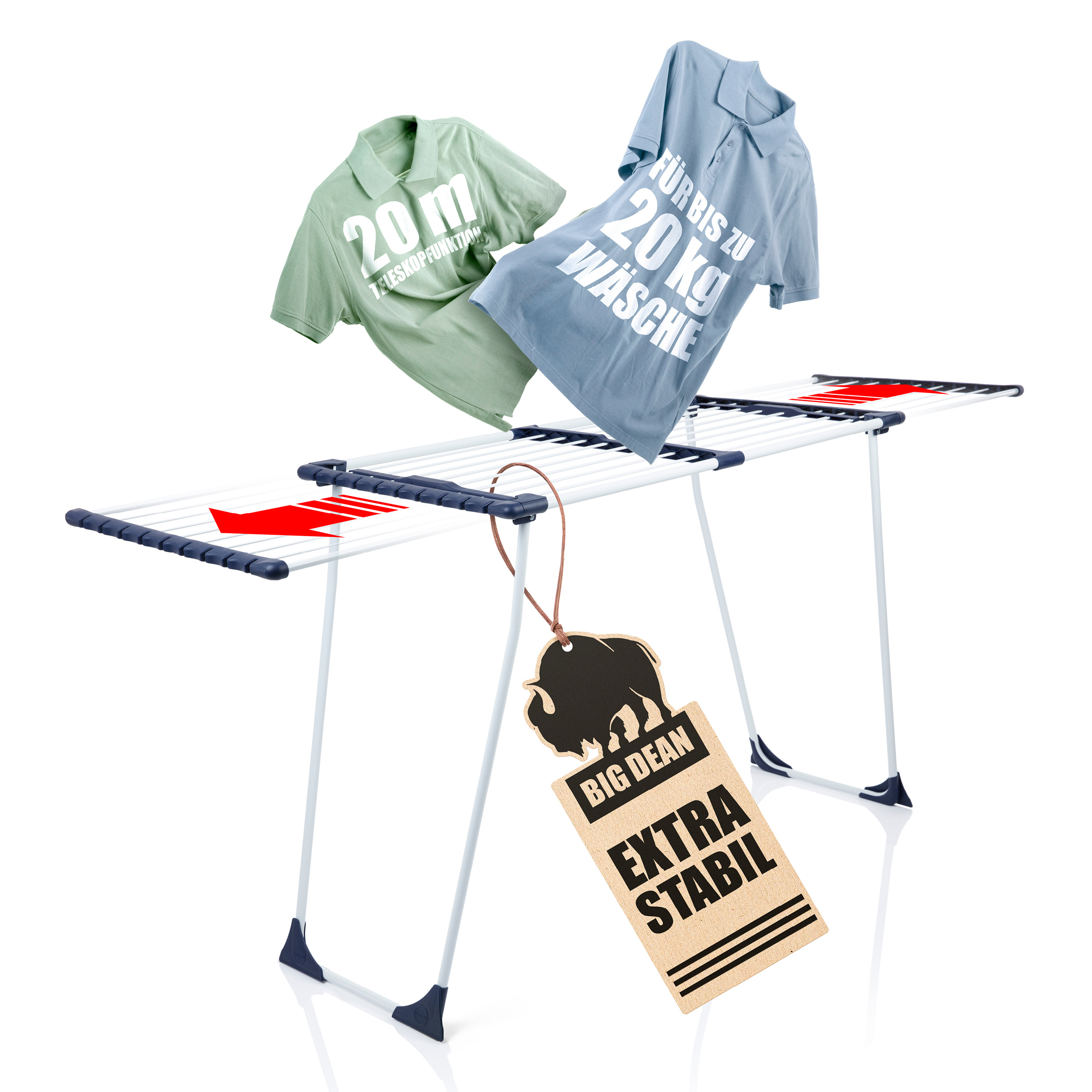 TEMU Bigdean Retractable Laundry Stand 20m - Xxl Laundry Stand - White Laundry Stand - Stable Laundry Stand