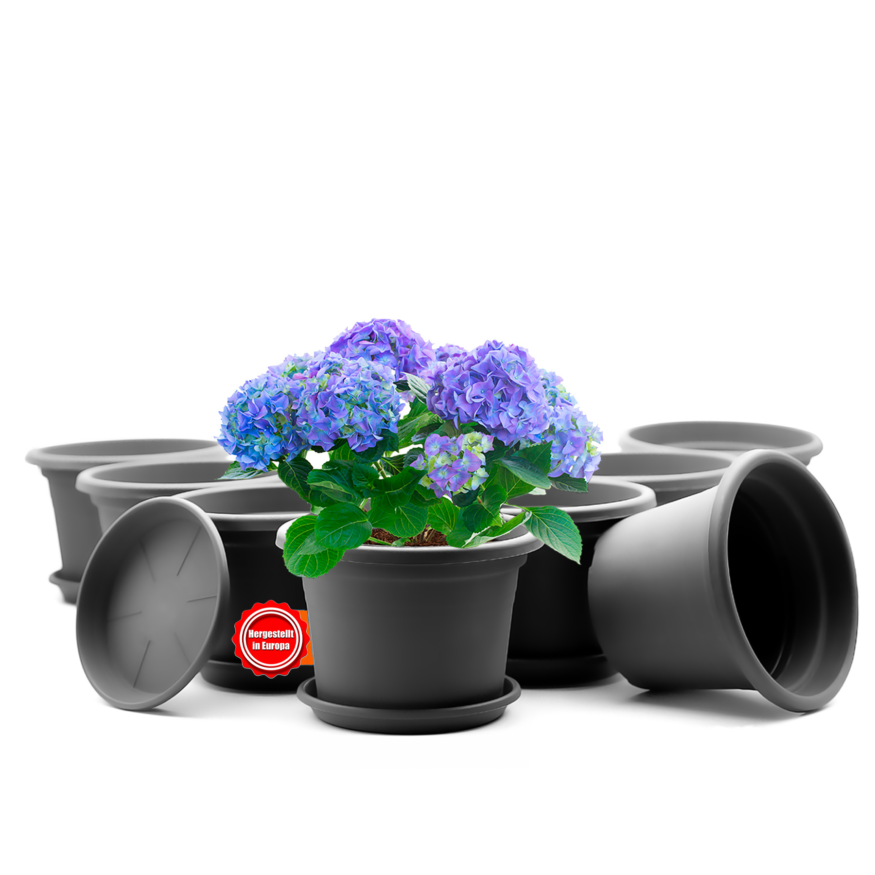 Image of Bigdean 8pcs Flower Pot With Coaster Round Ø 30 Cm – Weather-resistant Planter