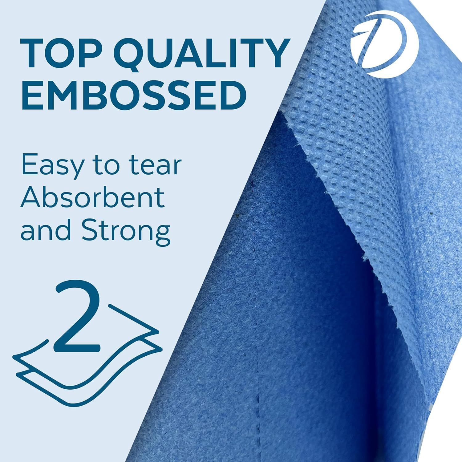 6 x Centrefeed Blue Rolls | 2 Ply Embossed Paper Towels | 110m | Strong & Absorbent | UK Supplier | Perfect for Commercial & Kitchen Use Cleaning