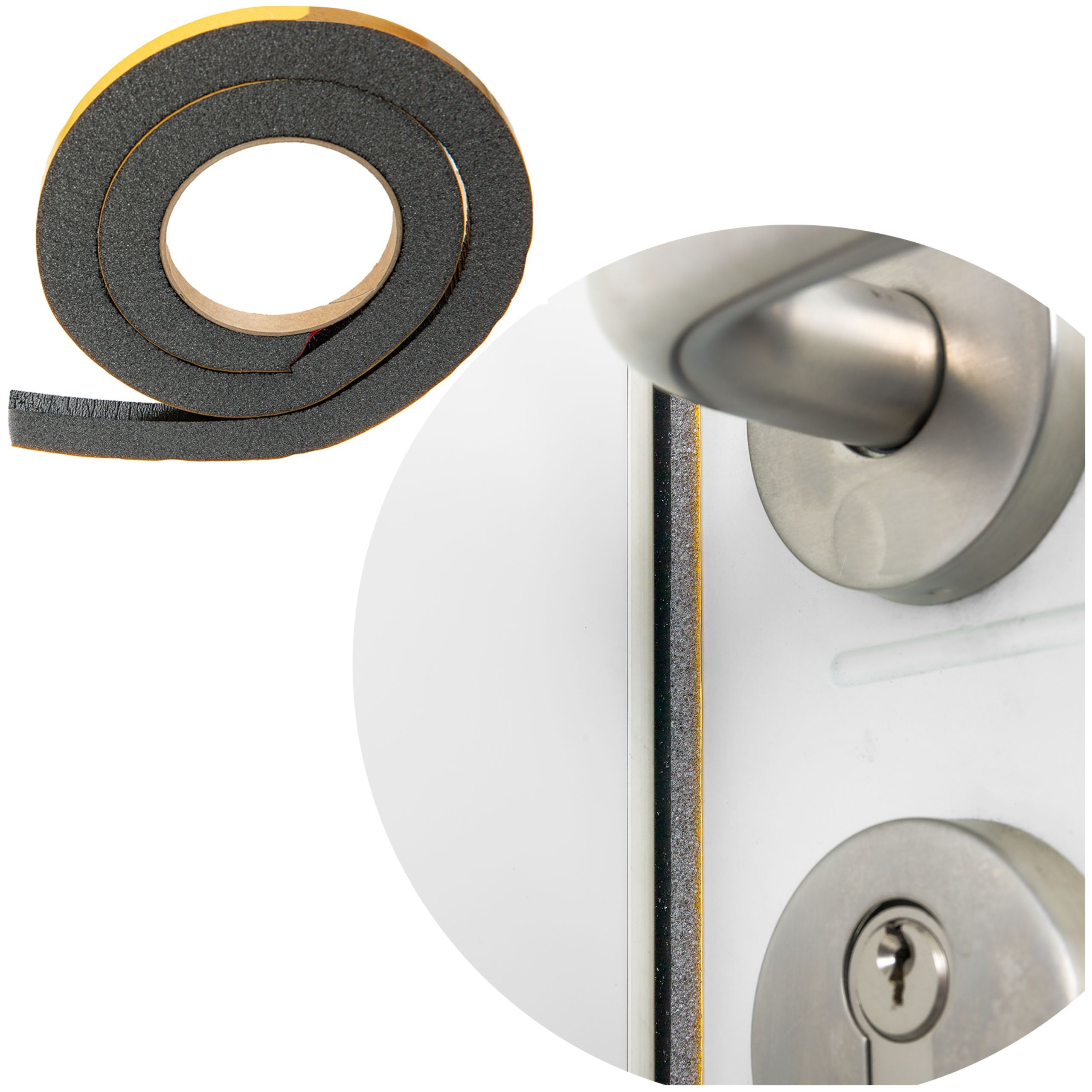 Seal For Doors And Windows, Polyurethane Foam Insulation, Self-adhesive, Covered With A Waterproof Filter, Compresses, Length 1 M, Width 1 Cm, Thickness 5/10/15/20 Mm.