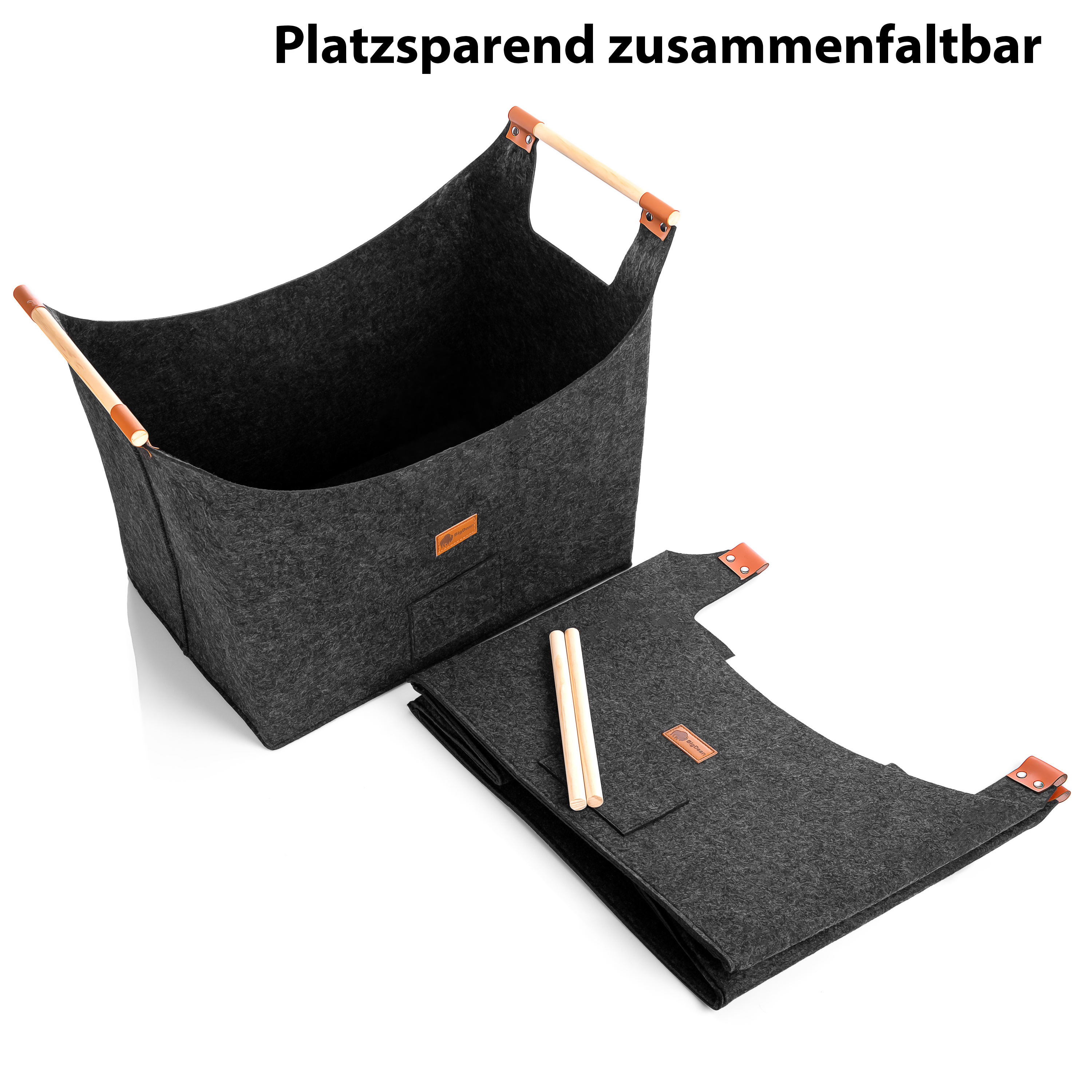 Holzkorb Für Kaminholz Aus Filz - 60 Liter Bis 45 Kg Belastbar