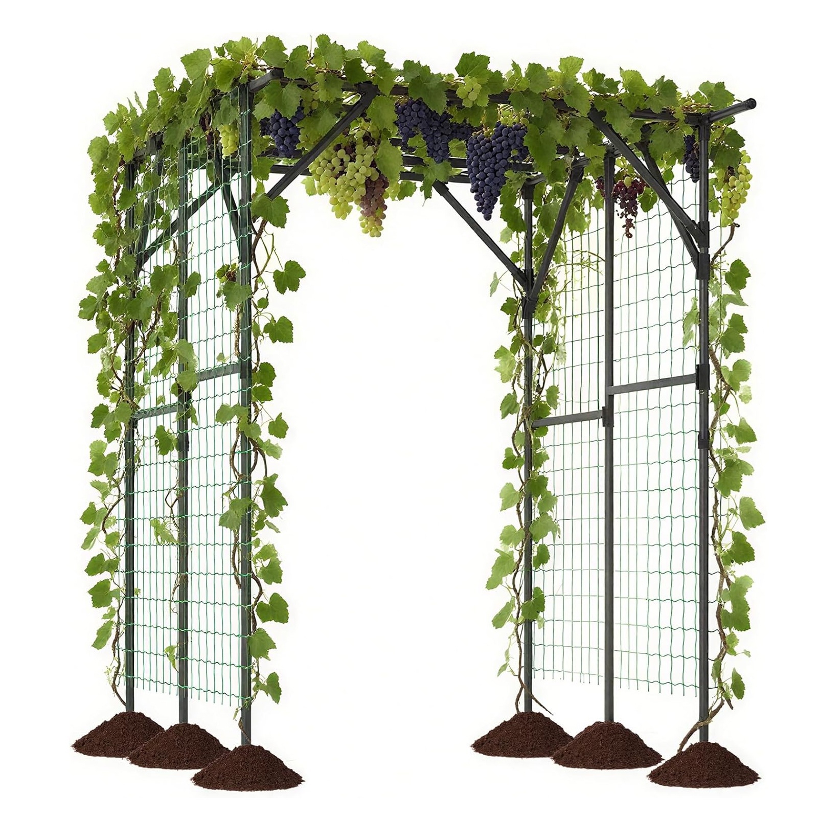 Image of Outdoor Grape Vine Trellis For Climbing Plants, Large Garden Arch, Tall Archway Pergola For Vegetables Flowers