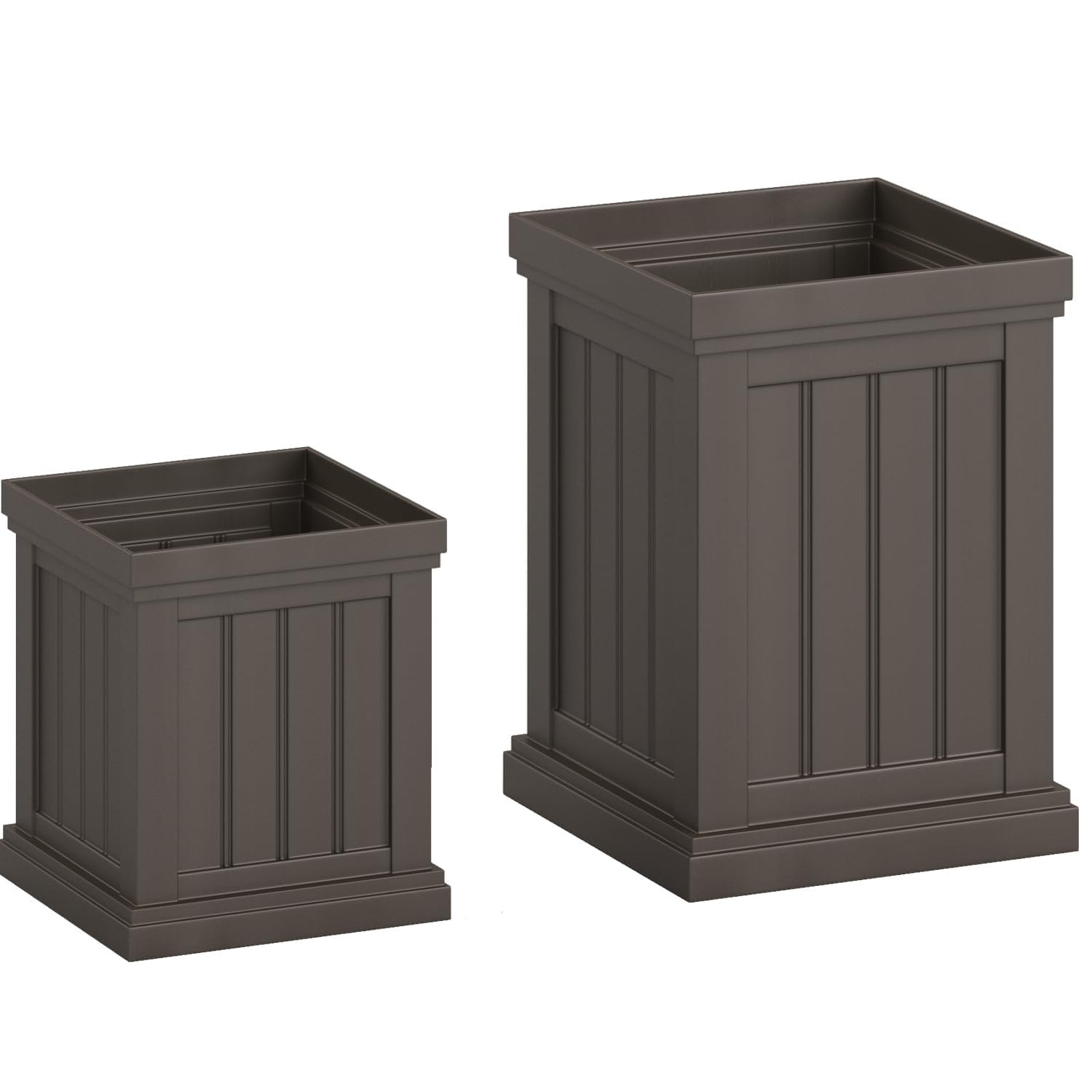 Set Of 2 Plastic , Square Flower Pots With Drainage Holes, Stackable Design, Plant Baskets For Garden