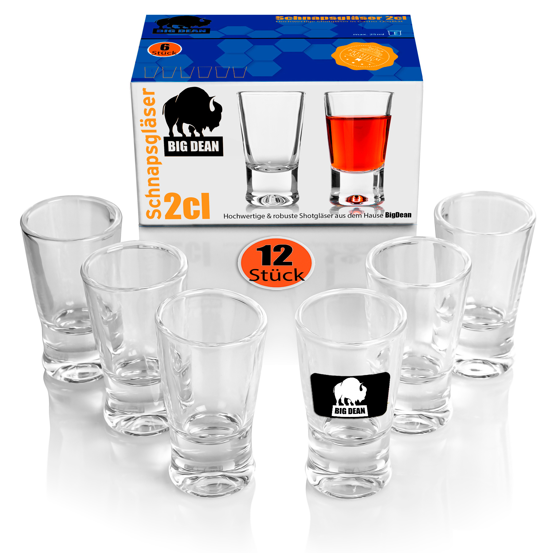 Image of Bigdean 12pcs Of 2cl Shot Glasses In Gift Box – High-quality Shot Glasses, Dishwasher Safe - In Quality
