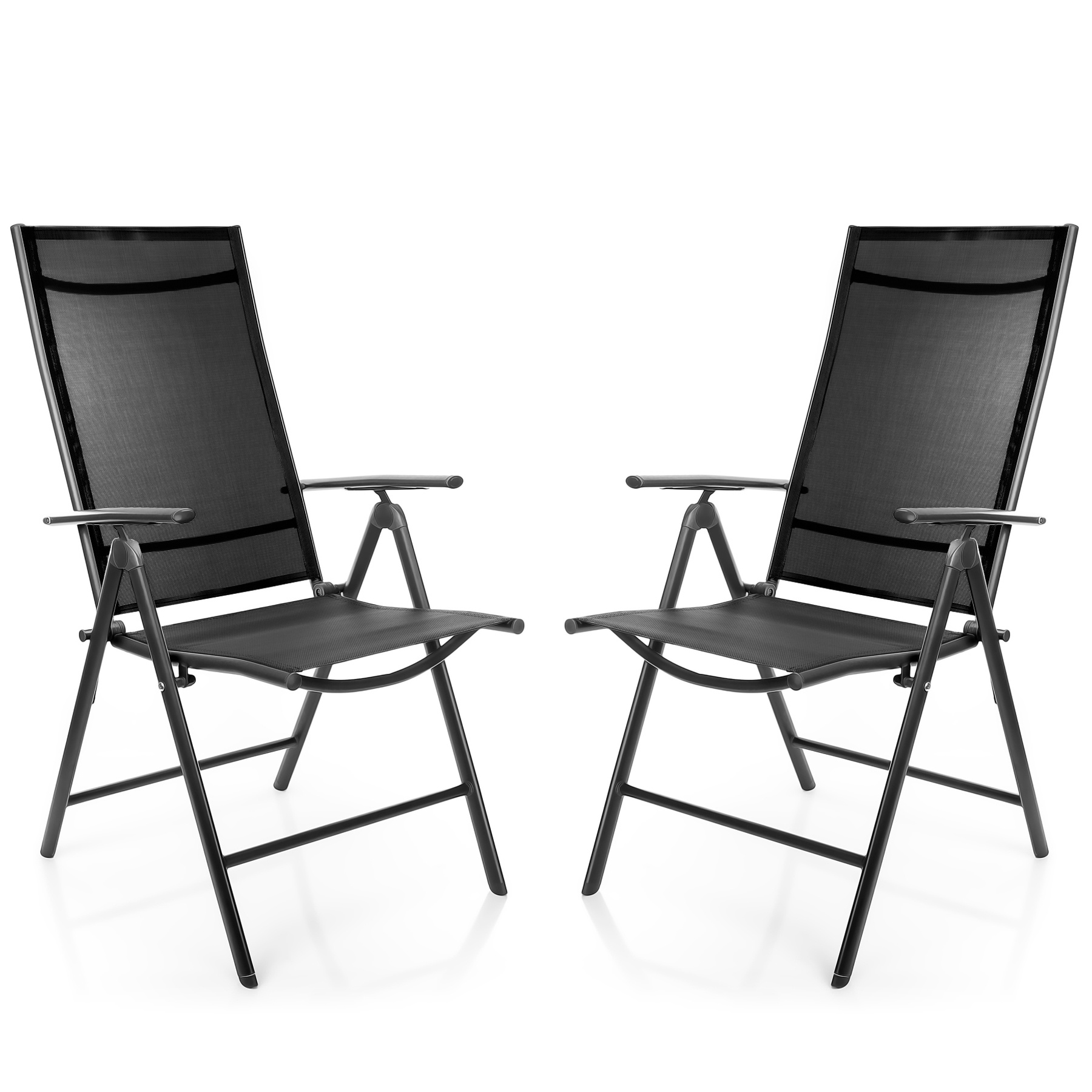 Image of Bigdean 2-piece Garden Chairs, 120 Kg Capacity Balcony Chairs – Folding Chair With 7-position Adjustable Backrest – Premium Camping Chair For Balcony, Garden & Terrace – Dark Gray/black