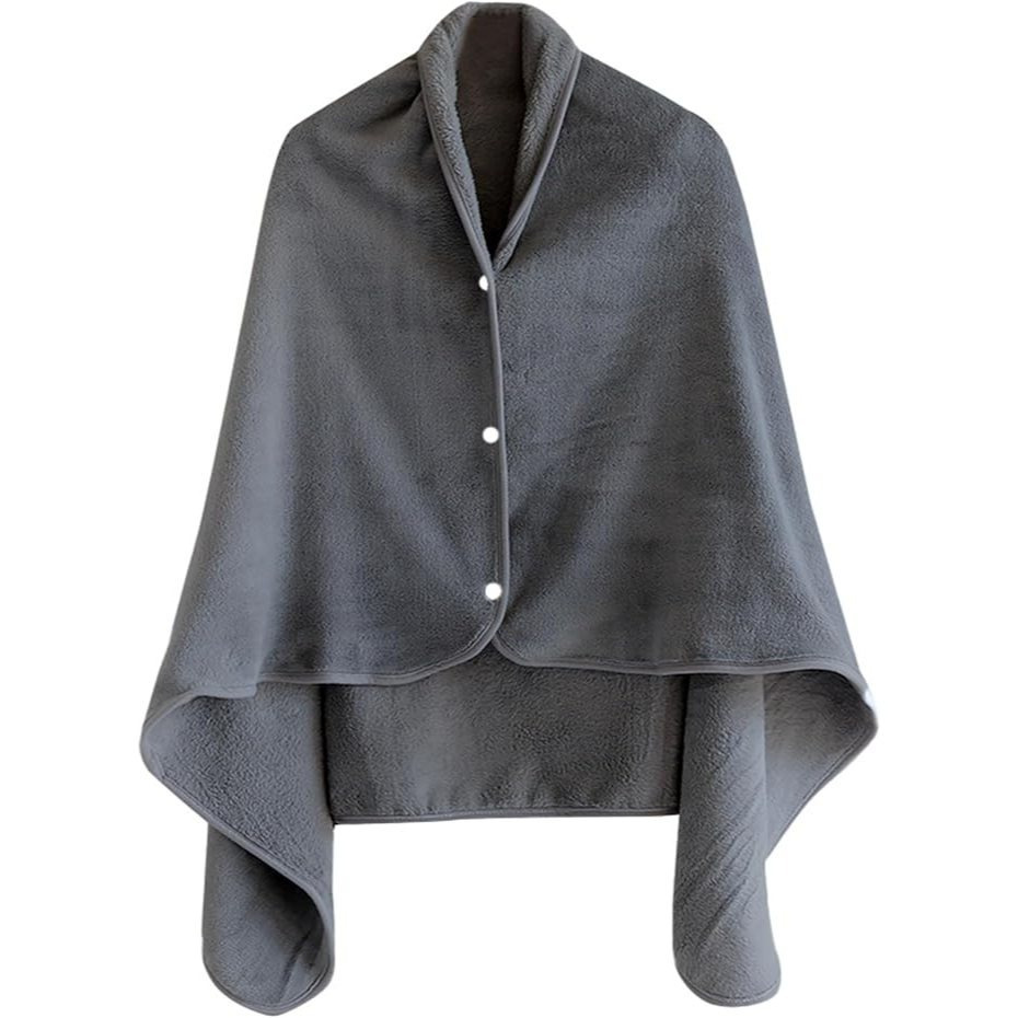 TEMU Poncho de Franela para Otoño/Invierno, y , con Botones, y Acogedora, 110x150cm