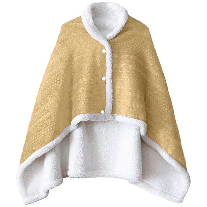 TEMU Poncho de Invierno con Forro Polar, y , 100x140cm, Diseño Tipo Capa con Botones, Frazada de Franela Acogedora y Térmica