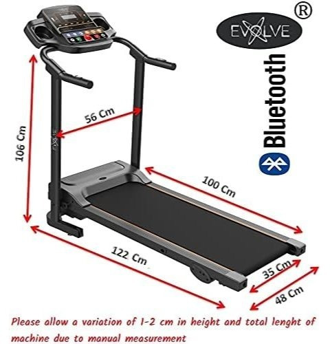 EVOLVE B1 Motorized Electric Treadmill for Home - 3 Level Manual Inclination & Foldable Running Machine with 12 Programs - Bluetooth, Speaker, USB Port, AUX - Zwift App for Smart Phone