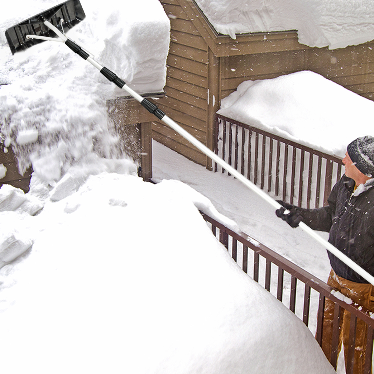 Image of Aluminium Snow Rack, 6.4 M Telescopic Snow Rack With 39 Cm Oversized Blade, Telescopic Handle With Function