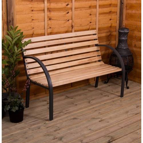 3 seater slatted garden bench outdoor garden slatted bench solid pine seat with sturdy metal wooden garden patio entryway furniture