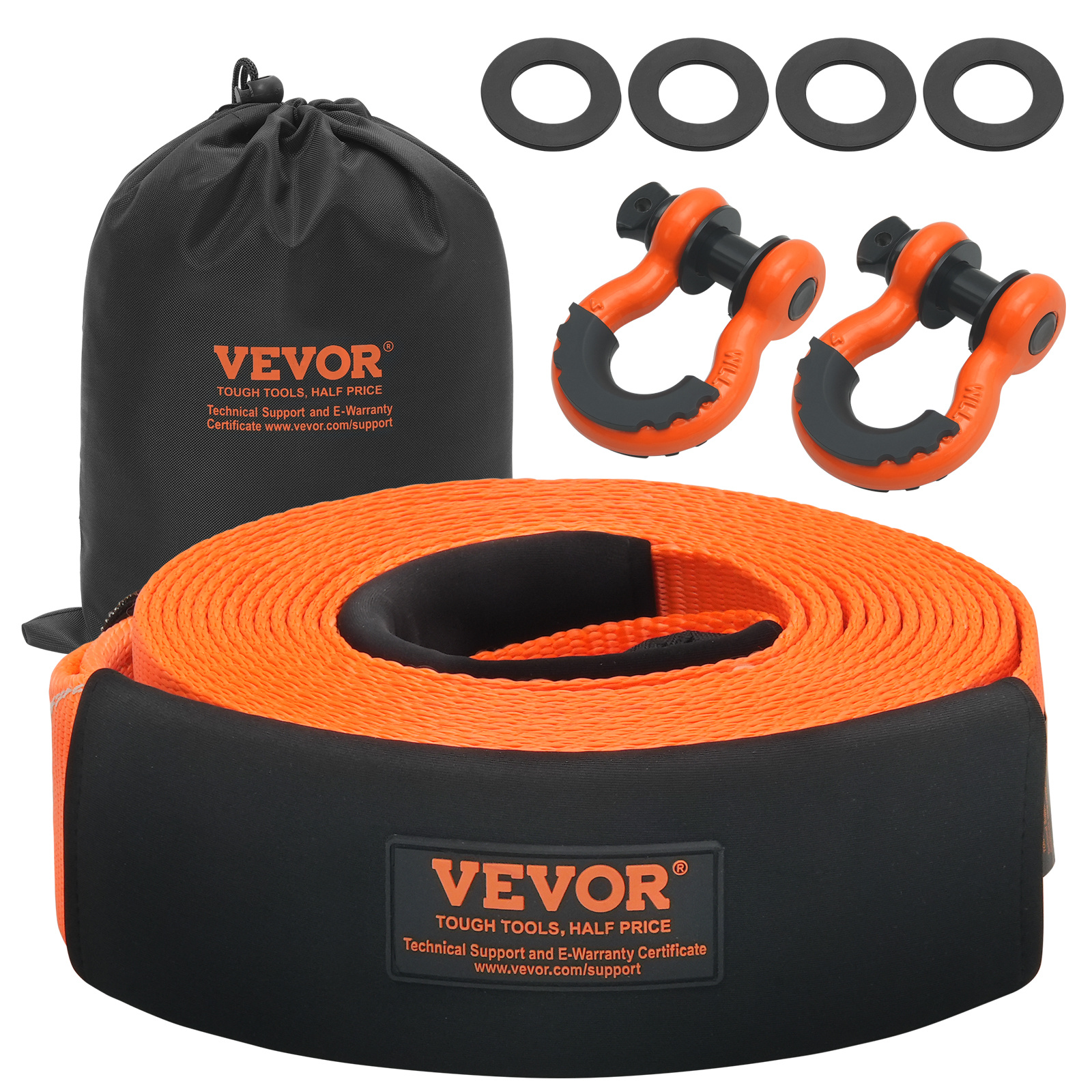 TEMU Kit de recuperación de cable de remolque de resistencia VEVOR 3" x 30 pies (MBS-36,000 lbs) Cable de cabrestante árbol protector, bucle triple y
