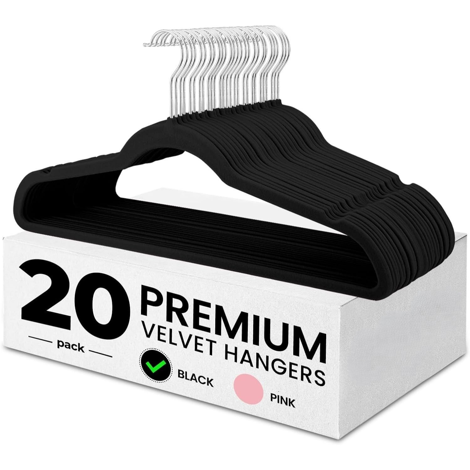 Image of 20-piece Non-slip Velvet Hangers With Hooks | Space-, Extra-wide Hangers For Suits, Dresses & Pants | -free With Heavy Clothing