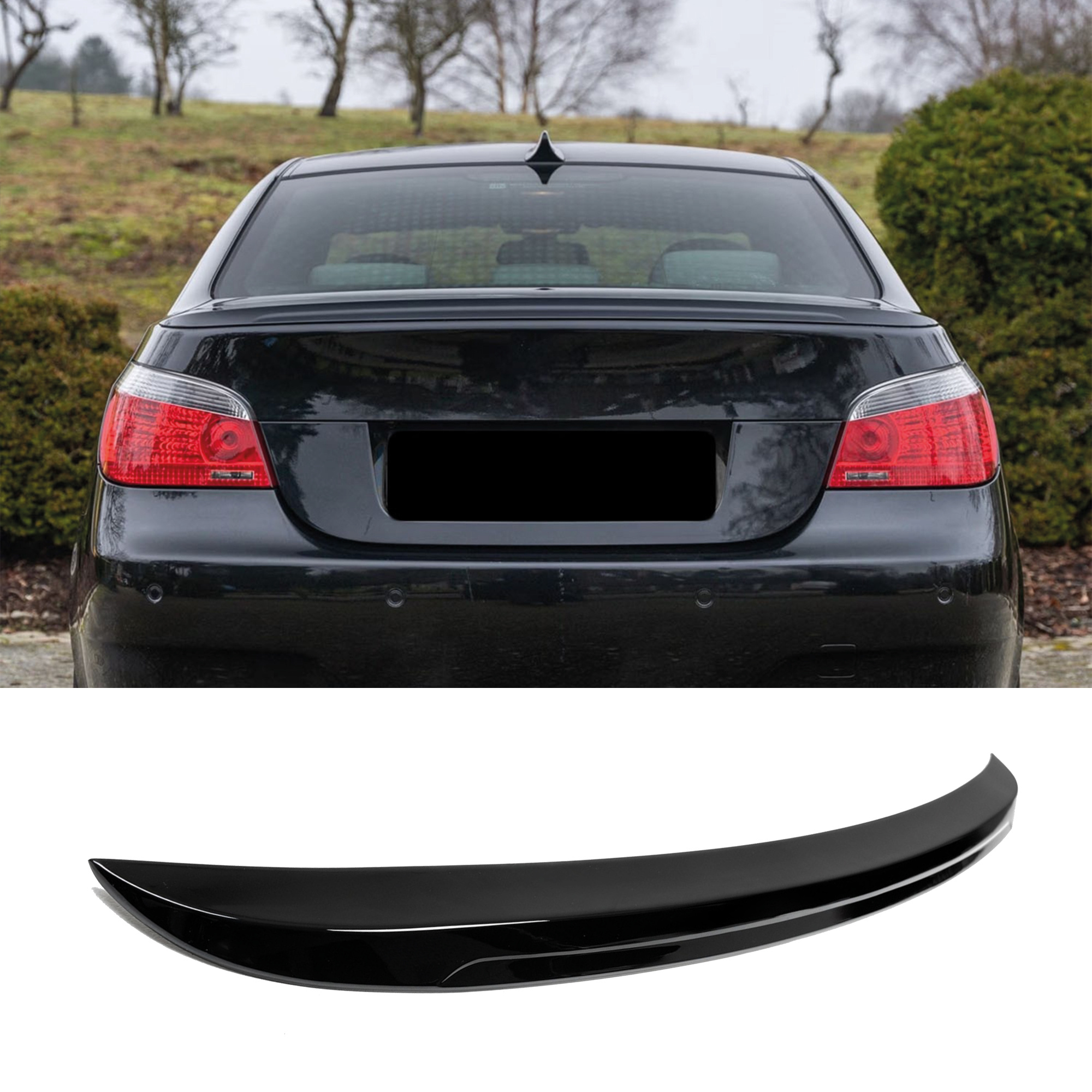 TEMU Spoiler arrière pour BMW E60 M5 Style 2004-2010 520i 530 Gloss Piano Noir ABS Plastique améliore l'aérodynamique et , amélioration extérieure de