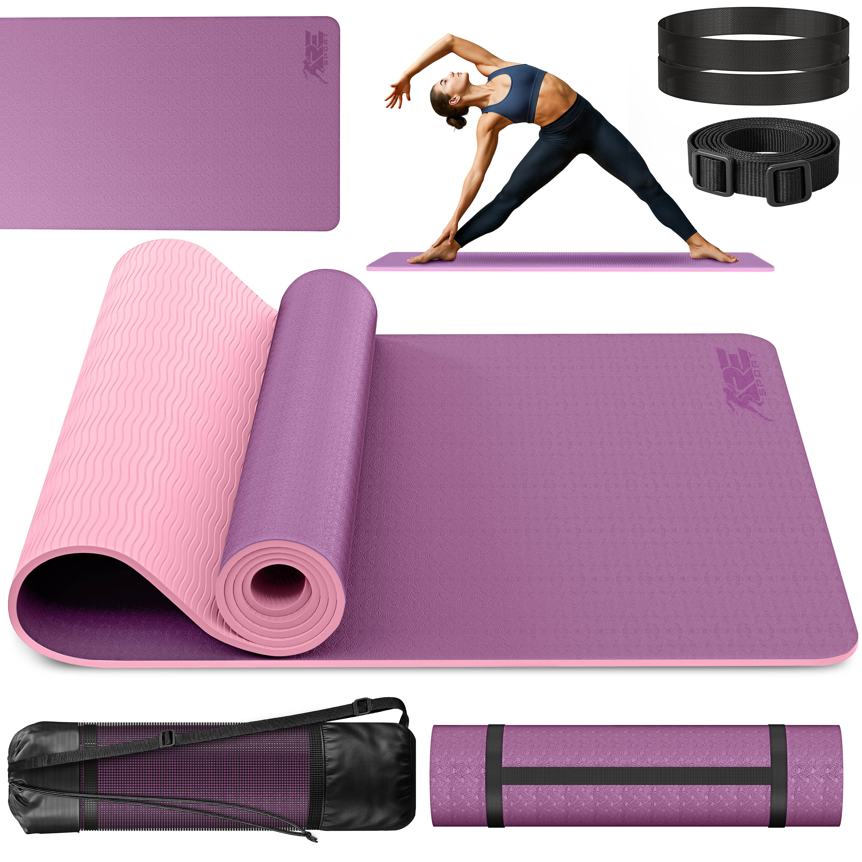 ® Yoga Mat 183 X 61 X 0.6 Cm With Carrying Strap & Carrying Bag | Non-slip Gymnastics Mat | Thick Fitness Mat | Training Mat For Yoga, Pilates & Fitness