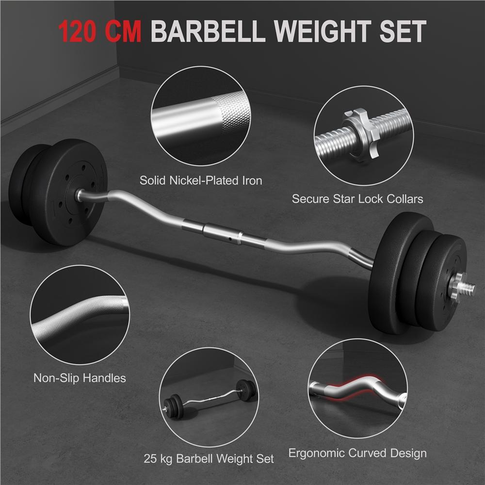 Costoffs Adjustable Weightlifting Set with Curl Bar and Plates