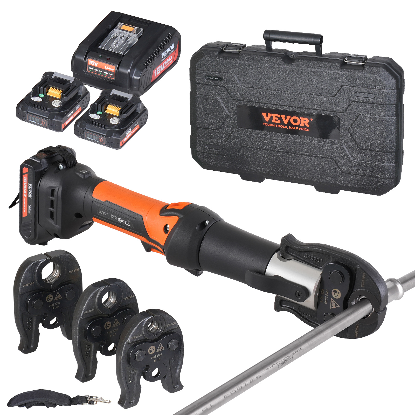 Image of Vevor Pro Press Tool Pipe Crimping Kit Press Tool Battery Kit M15 M22 M28 Jaw