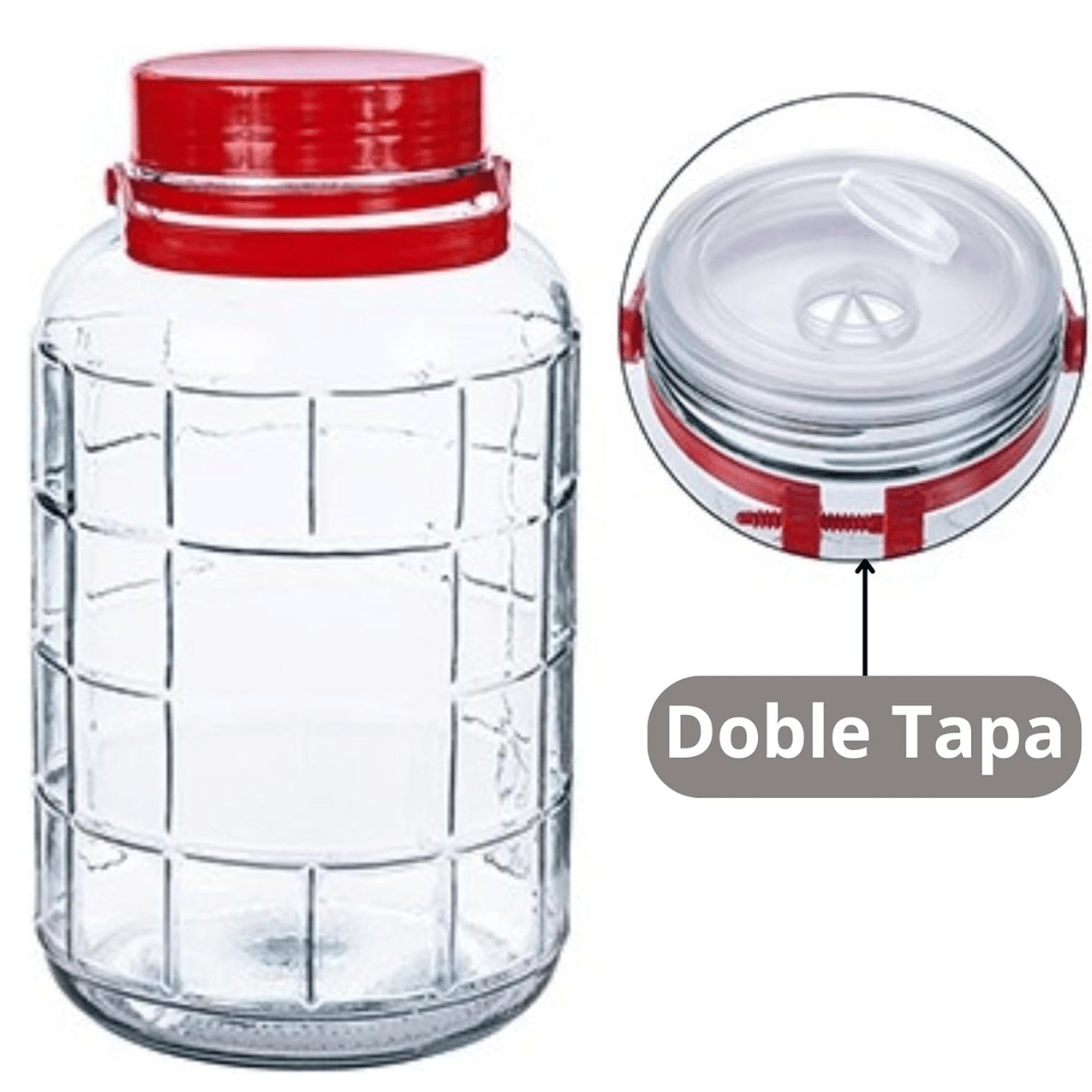 TEMU Bote de Cristal Grande con Asa de 4 Litros y - Garrafa de Vidrio de 4 Litros con Asa - para Alimentos Humedos y , Encurtidos, Artículos - Bidón