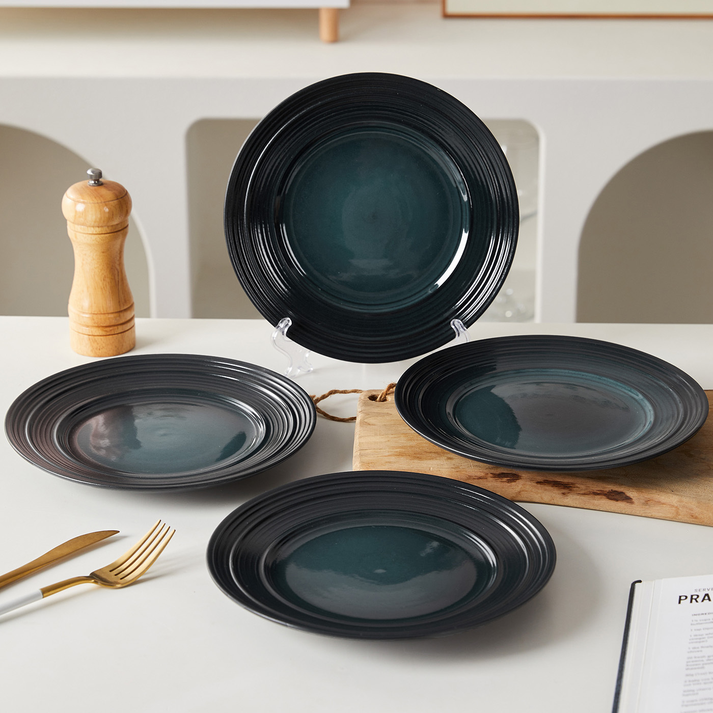 TEMU 21.4cm 8.5 Inch 4-piece Ceramic Dinnerware Set, Western Dinner Plates, Steak Plates, Dinner Plates, Pasta Plates, Bread Plates, Dessert Plates,