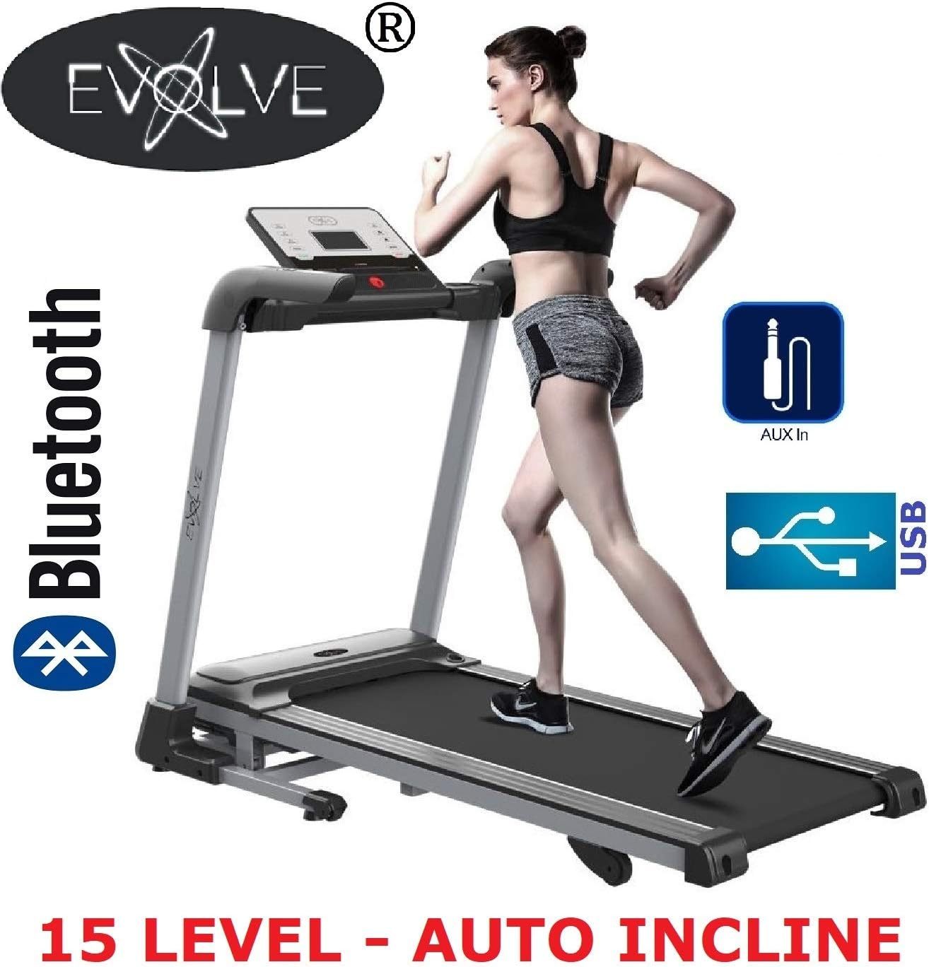 Electric Motorised Auto Incline Treadmill Running Machine Automatic Adjustable Incline Foldable Exercise Machine with Bluetooth, Fitness App