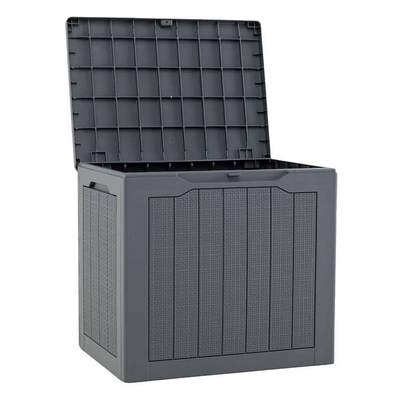 Storage Box 96 L, Large Terrace Box With Lockable Lid And Woven Rhinestone Texture, Organizer
