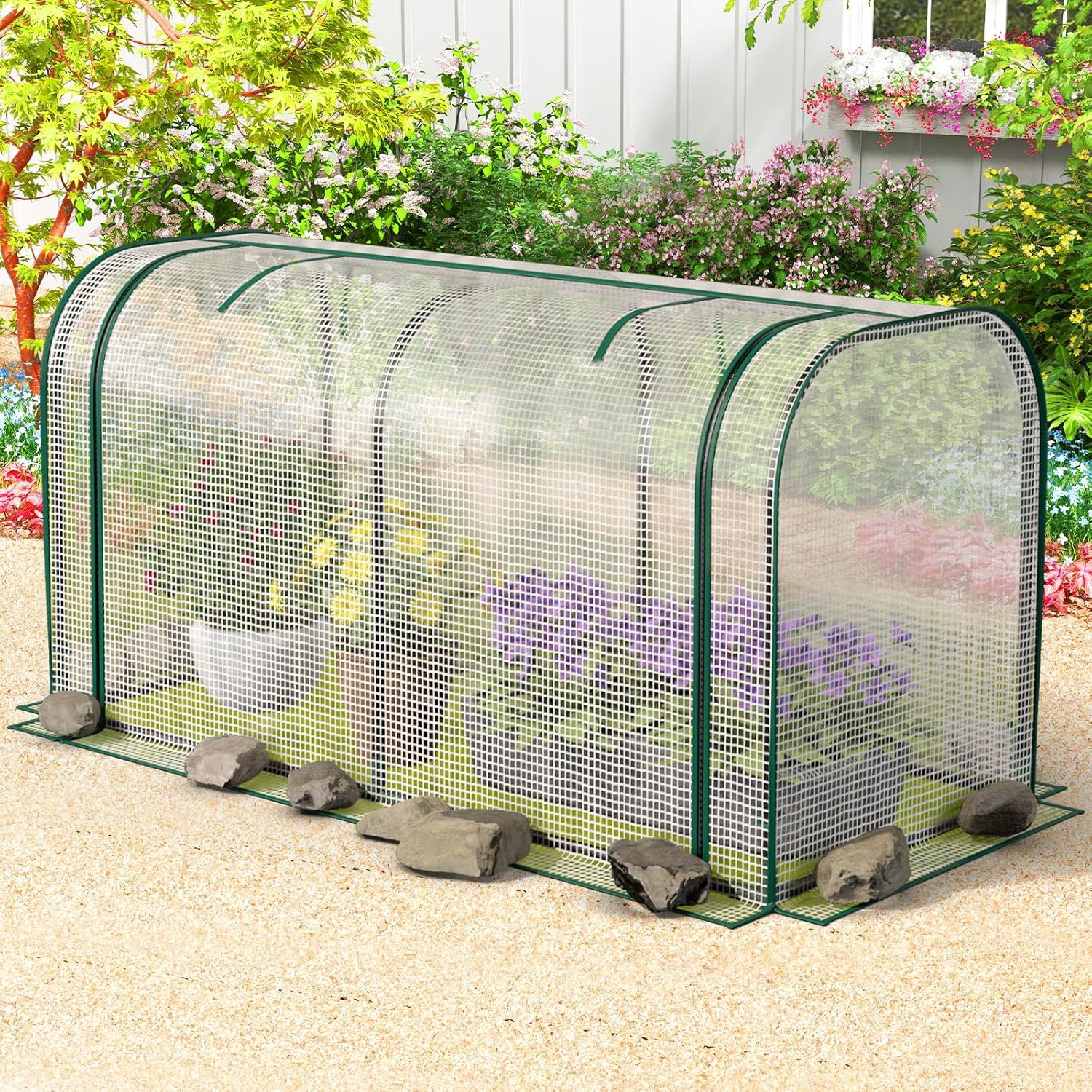 Portable Mini Greenhouse, Metal Frame, Plant Protection Cover, Garden