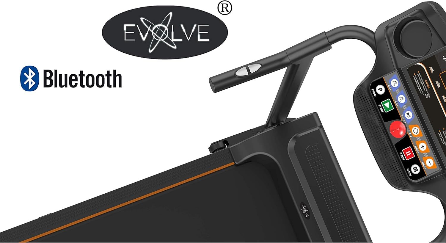 EVOLVE B1 Motorized Electric Treadmill for Home - 3 Level Manual Inclination & Foldable Running Machine with 12 Programs - Bluetooth, Speaker, USB Port, AUX - Zwift App for Smart Phone