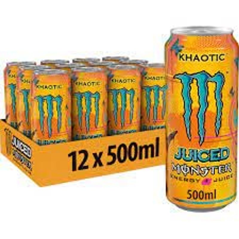 TEMU MONSTER Khaotic - Sabor mezcla de zumo de fruta tropical - Pack 12 latas 500ml