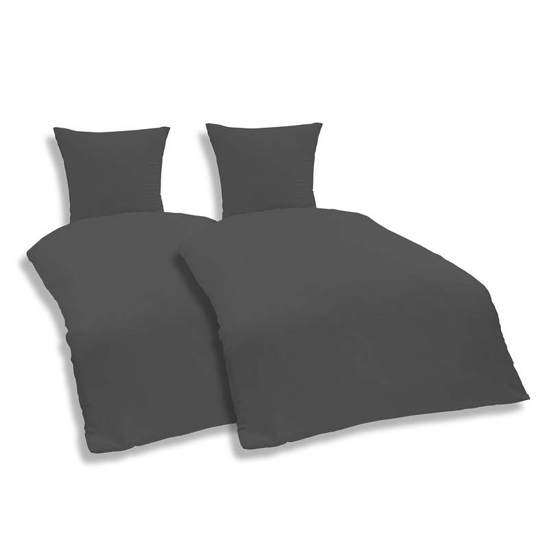 E-shop 4 teilig Partner Bettwäsche 135x200 cm Uni Einfarbig Weiche Mikrofaser Modern Kissenbezug 80x80 cm mit Reißverschluss